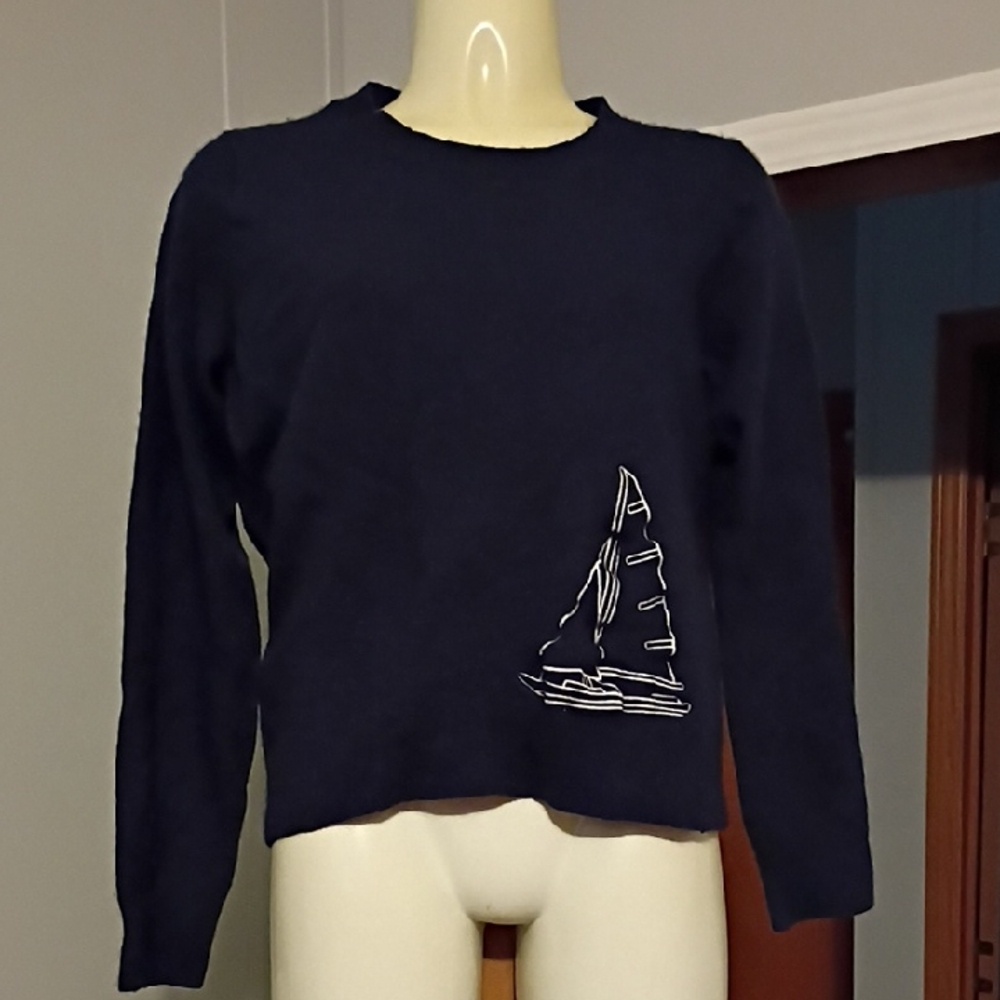 Shrunk* J. Crew Dark Blue Knit Sweater